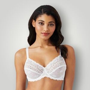 Wacoal Renaissance Rose Lace Underwire Bra 42C White Sheer Full Coverage Unlined